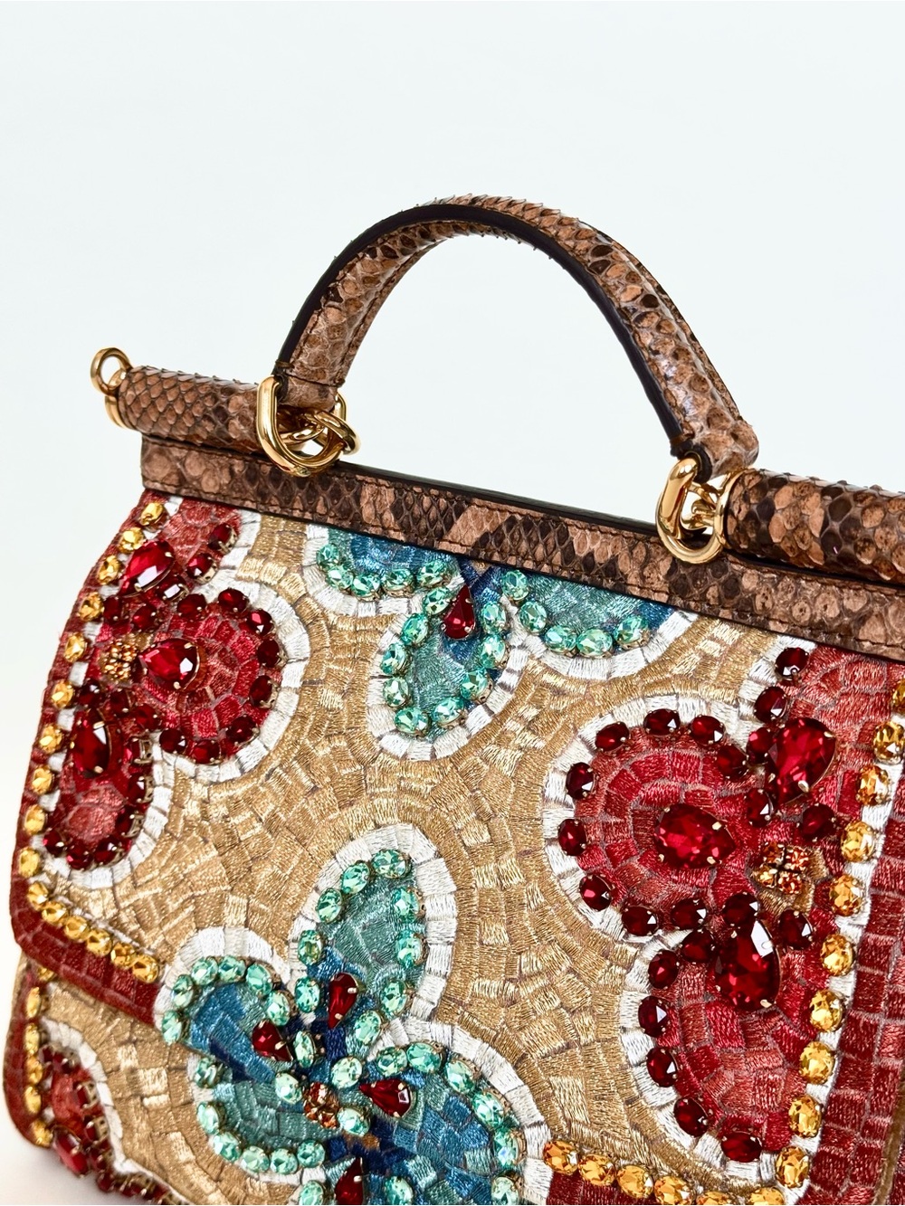 Dolce & Gabbana Opulently Embroidered Miss Sicily Bag with Python and Crystals - Picture 6 of 14